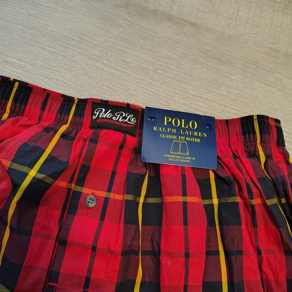Polo Ralph Lauren Mens Classic Fit Woven Boxers Red Plaid L L107HR NWT